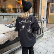 Black Long Sleeve - Cats & Wine Make Everything Fine