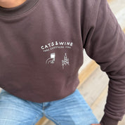 Brown Sweatshirt - Cats & Wine Make Everything Fine