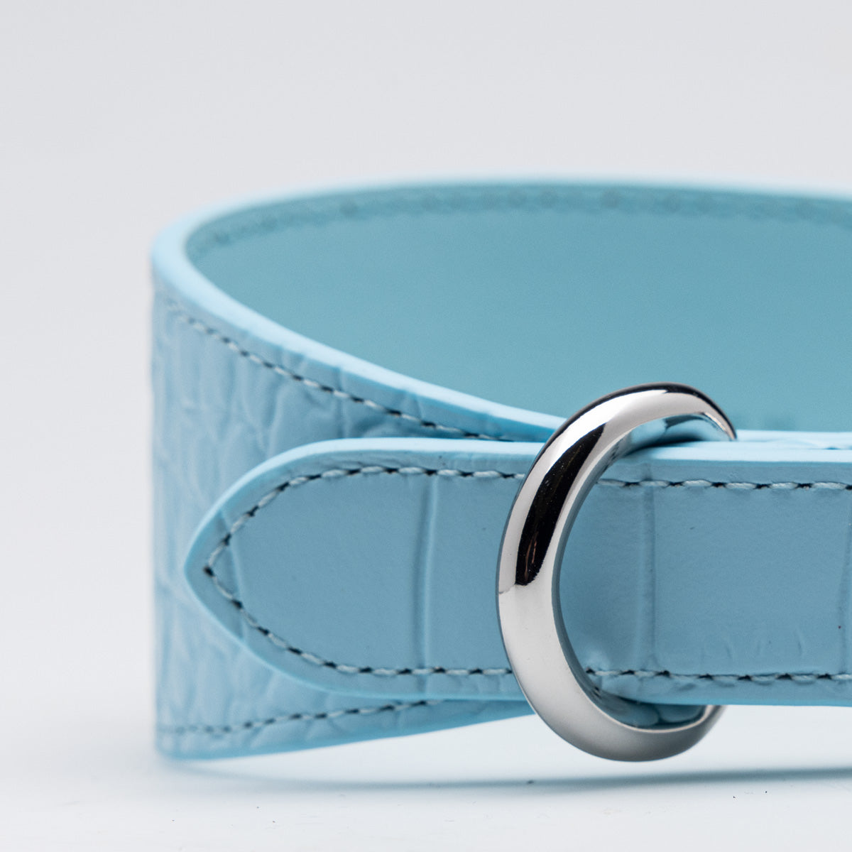 Baby Blue Croco Dog Collar Wide