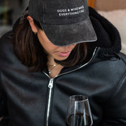 Black Denim Cap - Dogs & Wine Make Everything Fine