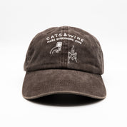 Ruskea denim-lippis - Logo "Cats & Wine Make Everything Fine" 