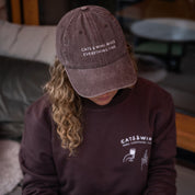 Brown Denim Cap - Cats & Wine Make Everything Fine