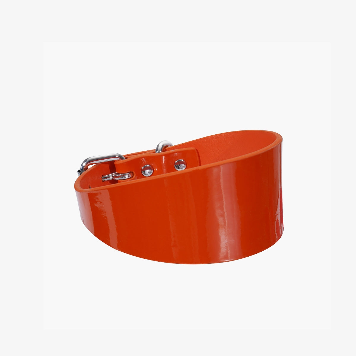 Glossy Orange Dog Collar Wide