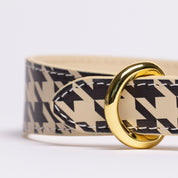 Beige Houndstooth Dog Collar Thin