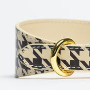 Beige Houndstooth Dog Collar Wide