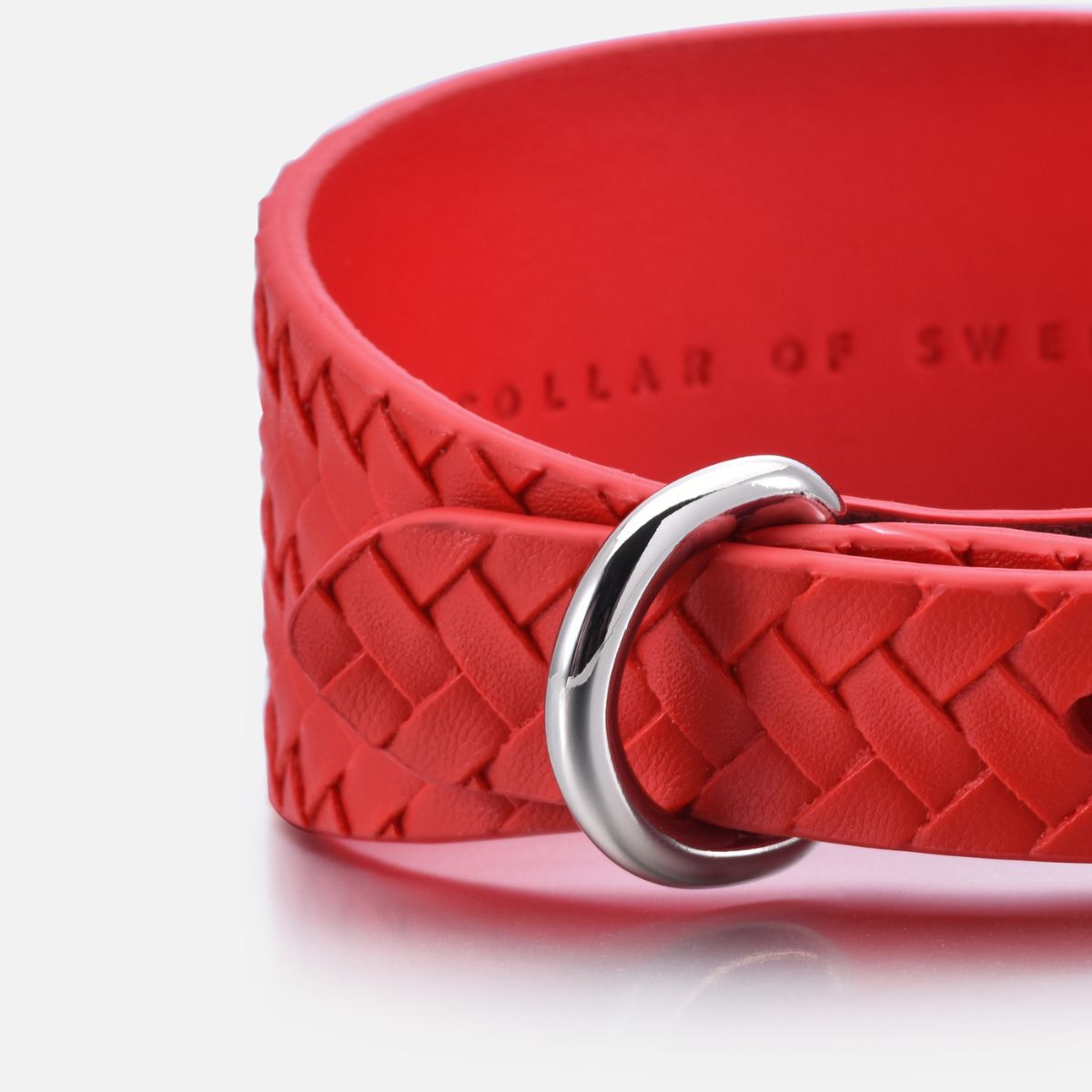Pure Red Braided Dog Collar Wide