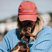 Red Denim Cap - Dogs Before Dudes