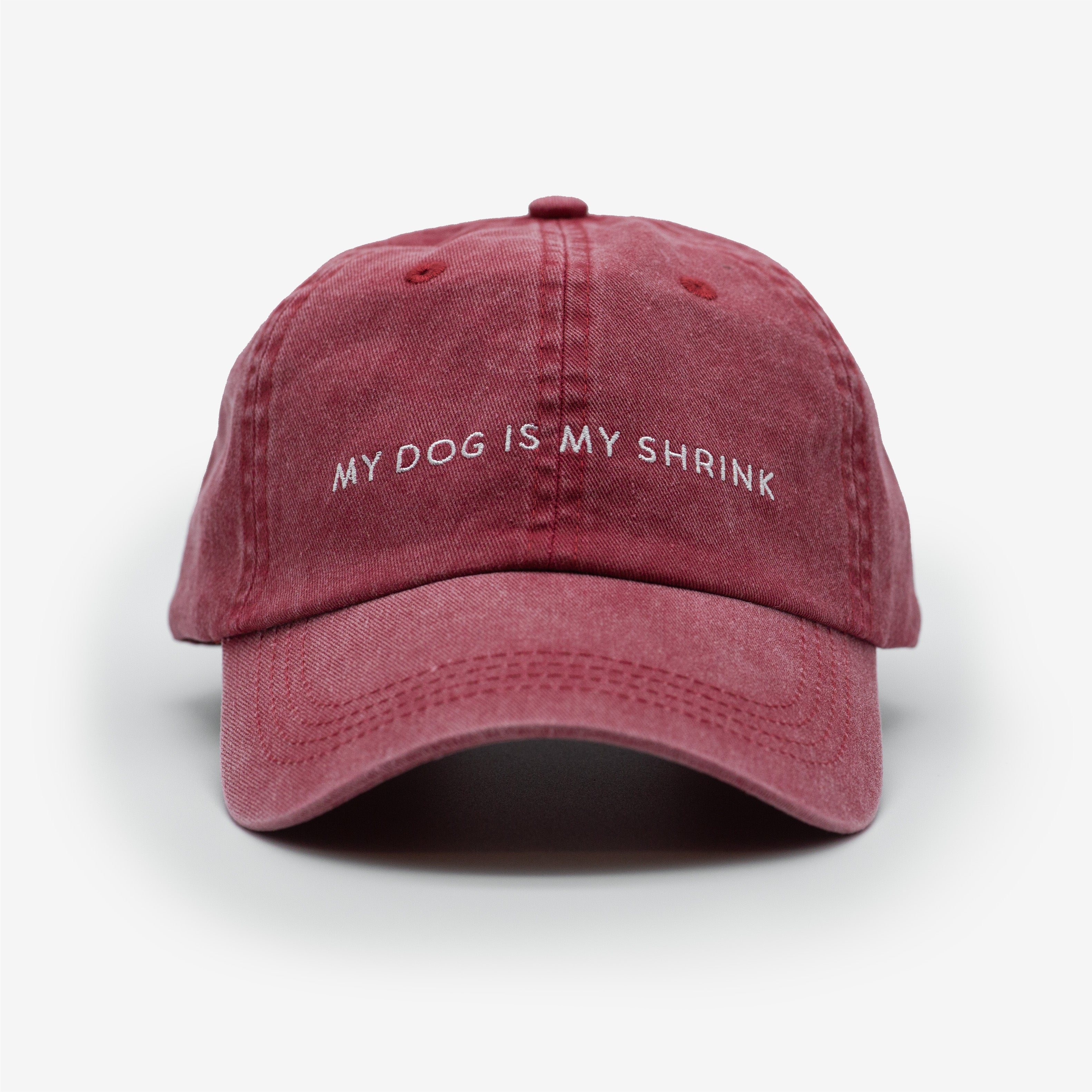 Red Denim Cap - My Dog Is My Shrink